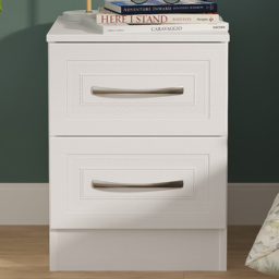 Crowndale Dorset 2 Drawer Signature White Compact Bedside Cabinet Ready Assembled - thumbnail 1