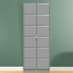 Crowndale Cube 2 Door Dusk Grey Wardrobe Ready Assembled - thumbnail 1