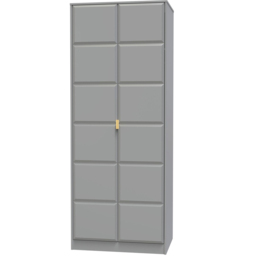 Crowndale Cube 2 Door Dusk Grey Wardrobe Ready Assembled - thumbnail 2