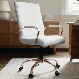 FWStyle White and Rose Gold Designer Office Chair