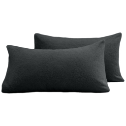 Velosso Charcoal Teddy Fleece Pillowcase 2 Pack