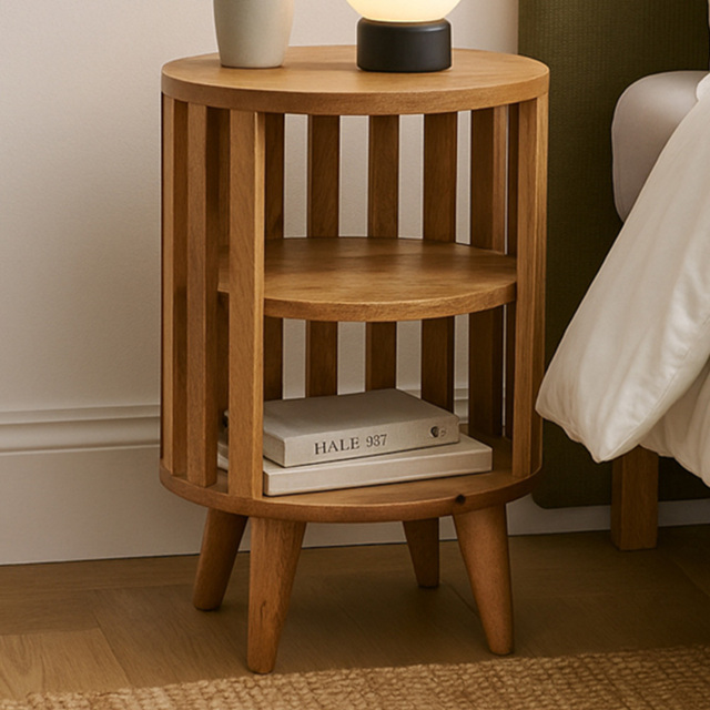 Artisan Furniture Ariella Oak-ish 2 Shelf Solid Wood Bedside Table - image 1