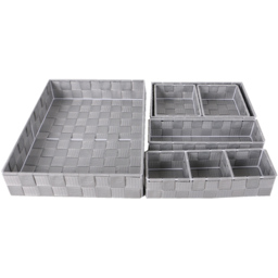 6 Piece Light Grey Woven Baskets Set