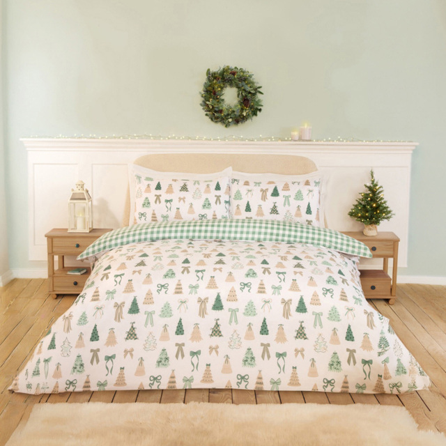 Christmas Tree Bows Bedding Set Sage Single - image 1