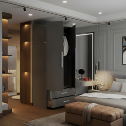 M N Furniture Glossera 2 Door 2 Drawer Grey High Gloss Mirrored Wardrobe 80cm - thumbnail 3