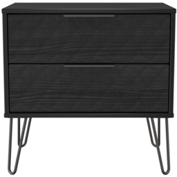 Crowndale Harlequin 2 Drawer Black Ash Side Table Ready Assembled - thumbnail 3