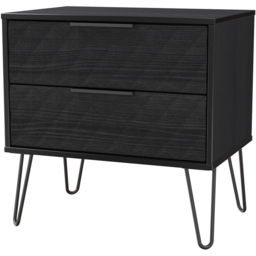 Crowndale Harlequin 2 Drawer Black Ash Side Table Ready Assembled - thumbnail 2