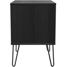 Crowndale Harlequin 2 Drawer Black Ash Side Table Ready Assembled - thumbnail 4