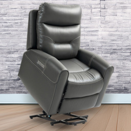 Portland Grey Overstuffed Electric Rise and Recliner Armchair with USB Port and Remote