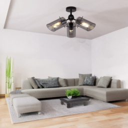 Bodhi 3 Arm Smoked Black Flush Fitting Ceiling Light - thumbnail 2