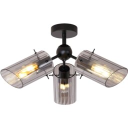 Bodhi 3 Arm Smoked Black Flush Fitting Ceiling Light - thumbnail 4
