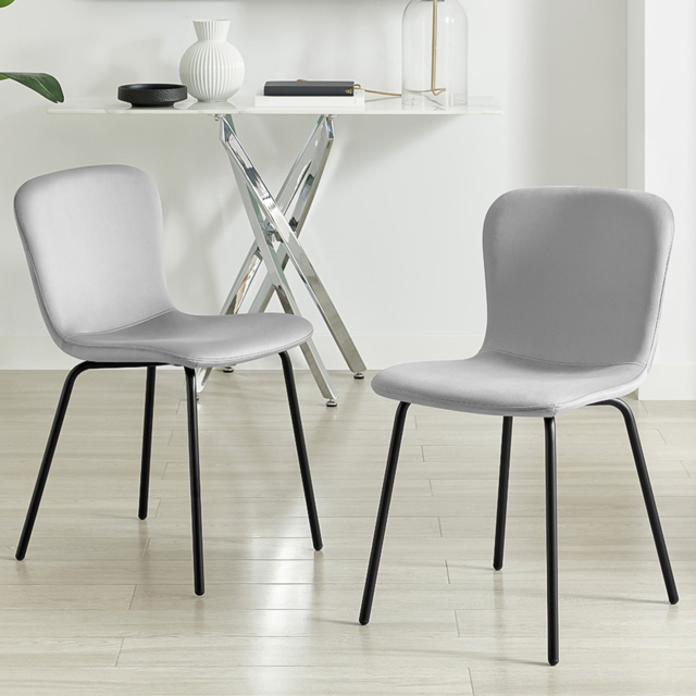 Furniturebox Sienna Light Grey Velvet Dining Chair Set of 2 - image 1