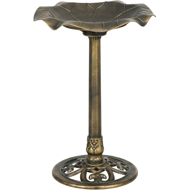 Outsunny Bronze Tone Lotus Leaf Basin Garden Bird Bath - image 1