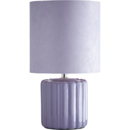 Kliving Zoe Lilac Velvet Shade Ceramic Table Lamp - thumbnail 1