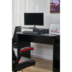 2 Tier Black Gaming Desk with Top Shelf - thumbnail 4