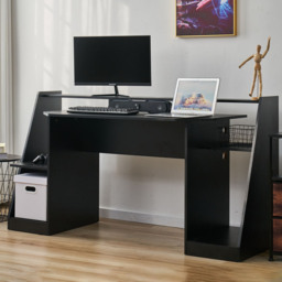 2 Tier Black Gaming Desk with Top Shelf