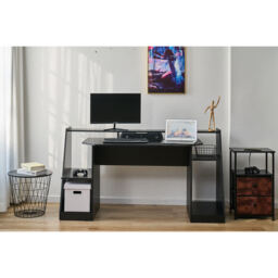 2 Tier Black Gaming Desk with Top Shelf - thumbnail 3