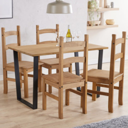 Core Product Texas 4 Seater Dining Set Antique Wax Pine
