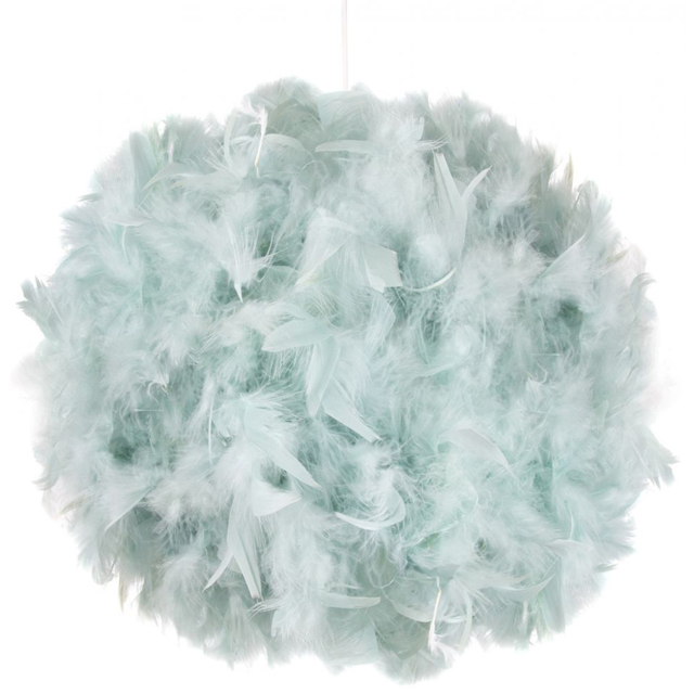 Happy Homewares Large Duck Egg Real Feather Decorated Ceiling Pendant Shade - image 1