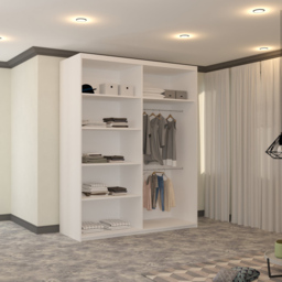 M N Furniture Banton 2 Door White Curved Mirrored Sliding Wardrobe 180cm - thumbnail 3