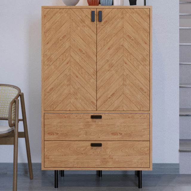 Seconique Leon 2 Door 2 Drawer Medium Oak Effect Storage Cabinet - image 1