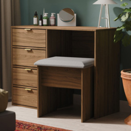 Crowndale Hong Kong 4 Drawer Carini Walnut Vanity Dressing Table Ready Assembled