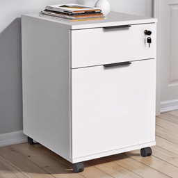 FWStyle White Single Door Single Drawer Mobile Storage Unit - thumbnail 1