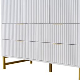 Langham 3 Door 4 Drawer White Ridged Fluted Wardrobe - thumbnail 4