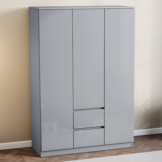 Vida Designs Glinton Grey 3 Door 2 Drawer Wardrobe - image 1