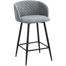 FWStyle Amara Grey Linen Upholstered Swivel Bar Dining Chair Set of 2 - thumbnail 2