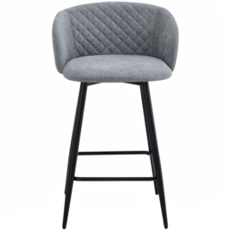 FWStyle Amara Grey Linen Upholstered Swivel Bar Dining Chair Set of 2 - thumbnail 3