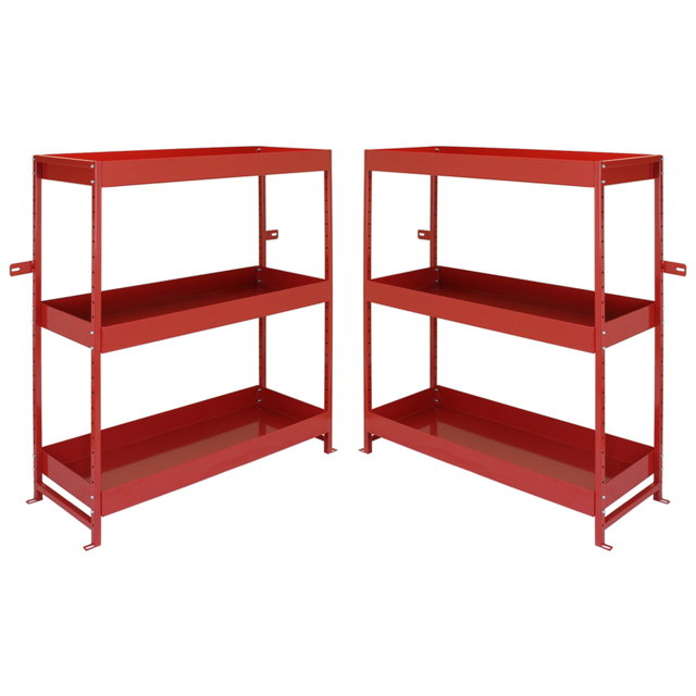 MonsterShop 3 Shelf Red Volcano Metal Van Shelving Rack Set of 2 - image 1