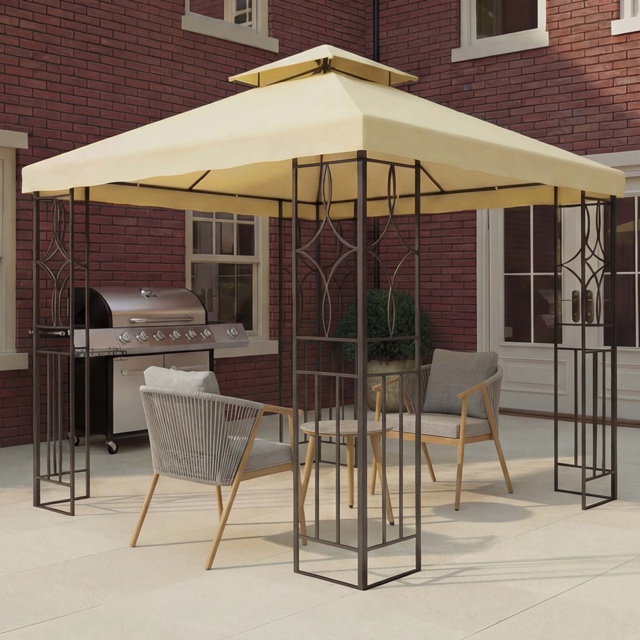 Charles Bentley 3 x 3m Cream Steel Art Luxury Gazebo - image 1