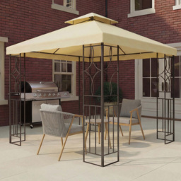 Charles Bentley 3 x 3m Cream Steel Art Luxury Gazebo - thumbnail 1