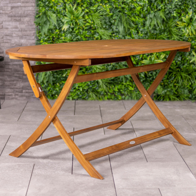 Charles Bentley Acacia 6 Seater Oval Folding Dining Table - image 1