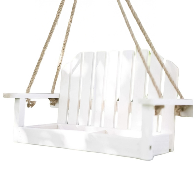 Marco Paul White Wooden Swing Seat Bird Feeder - image 1