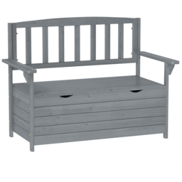 Outsunny 2 Seater Dark Grey Garden Storage Bench - thumbnail 2