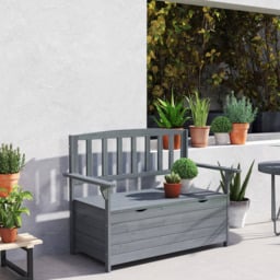 Outsunny 2 Seater Dark Grey Garden Storage Bench - thumbnail 4