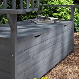 Outsunny 2 Seater Dark Grey Garden Storage Bench - thumbnail 3