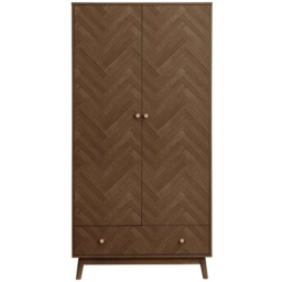 Herringford Walnut 2 Door Single Drawer Chevron Wardrobe - thumbnail 3