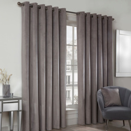 Divante Vermont Velvet Silver Blackout Curtains 168 x 183cm