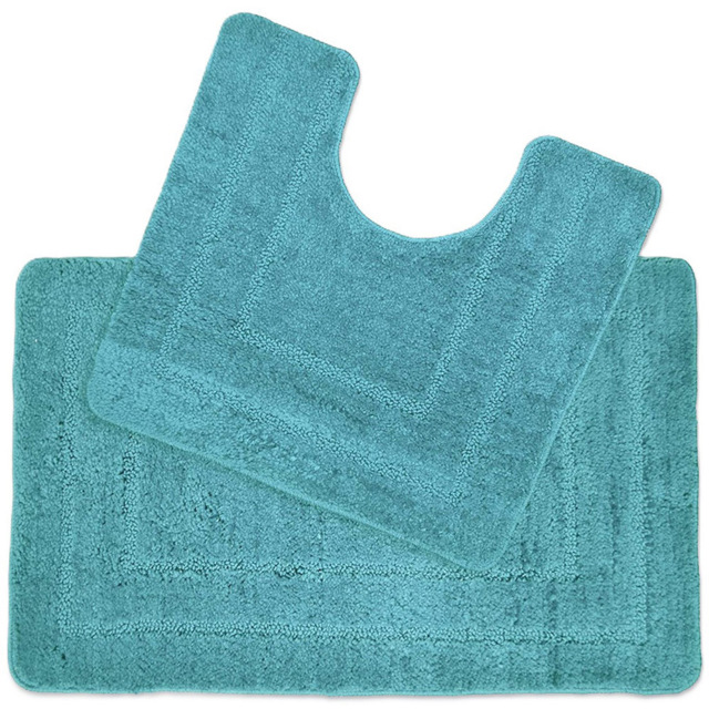Allure Bath Fashions Teal Non Slip 2 Piece Bath and Pedestal Mat Set - image 1