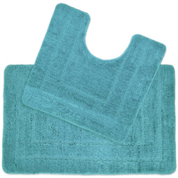 Allure Bath Fashions Teal Non Slip 2 Piece Bath and Pedestal Mat Set