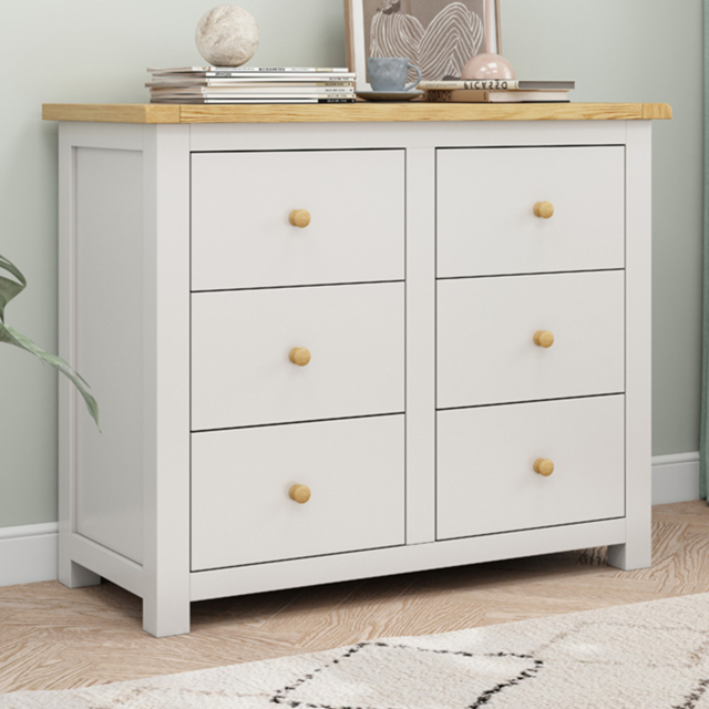 Cabinet Bits Maggiori 6 Drawer Off White Chest of Drawers with Wooden Knob - image 1
