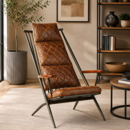Premier Housewares Hoxton Light Brown Leather Accent Chair - thumbnail 4