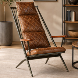 Premier Housewares Hoxton Light Brown Leather Accent Chair