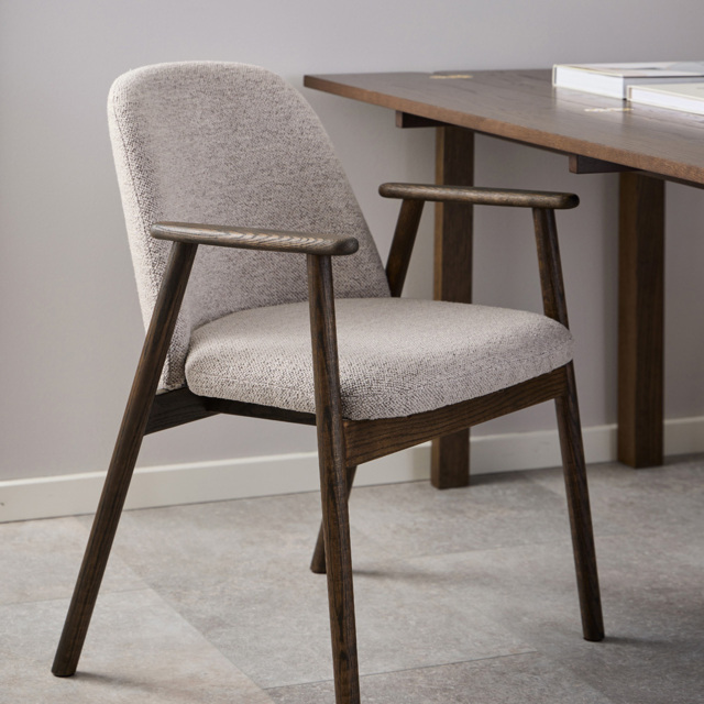 Florence Leo Beige Monza Fabric Dining Chairs with Armrest 2 Pack - image 1