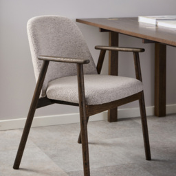 Florence Leo Beige Monza Fabric Dining Chairs with Armrest 2 Pack