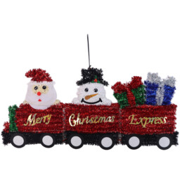 Sleigh Bells Ring LED Multicolour Christmas Tinsel Train Decoration