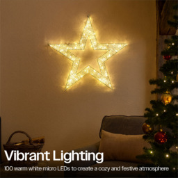 Xmas Haus 100 Warm White Micro LED Metal Star Light 55 x 55cm - thumbnail 2